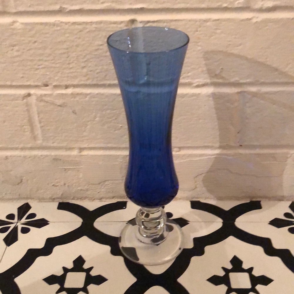 🌼Blue and Clear Glass Vase